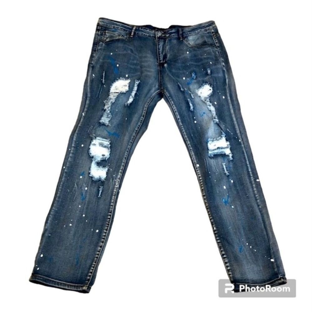 Grunge hiphop skater punk jeans thrashed men's 40 x 32  rave distressed Y2K
